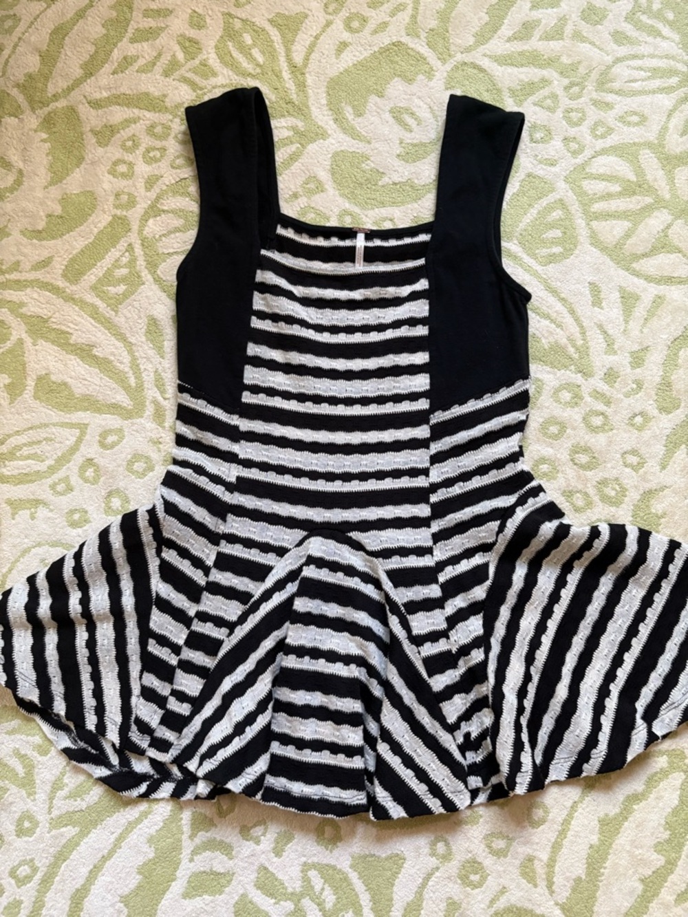 Free People Black and White Striped Fit & Flare Dress